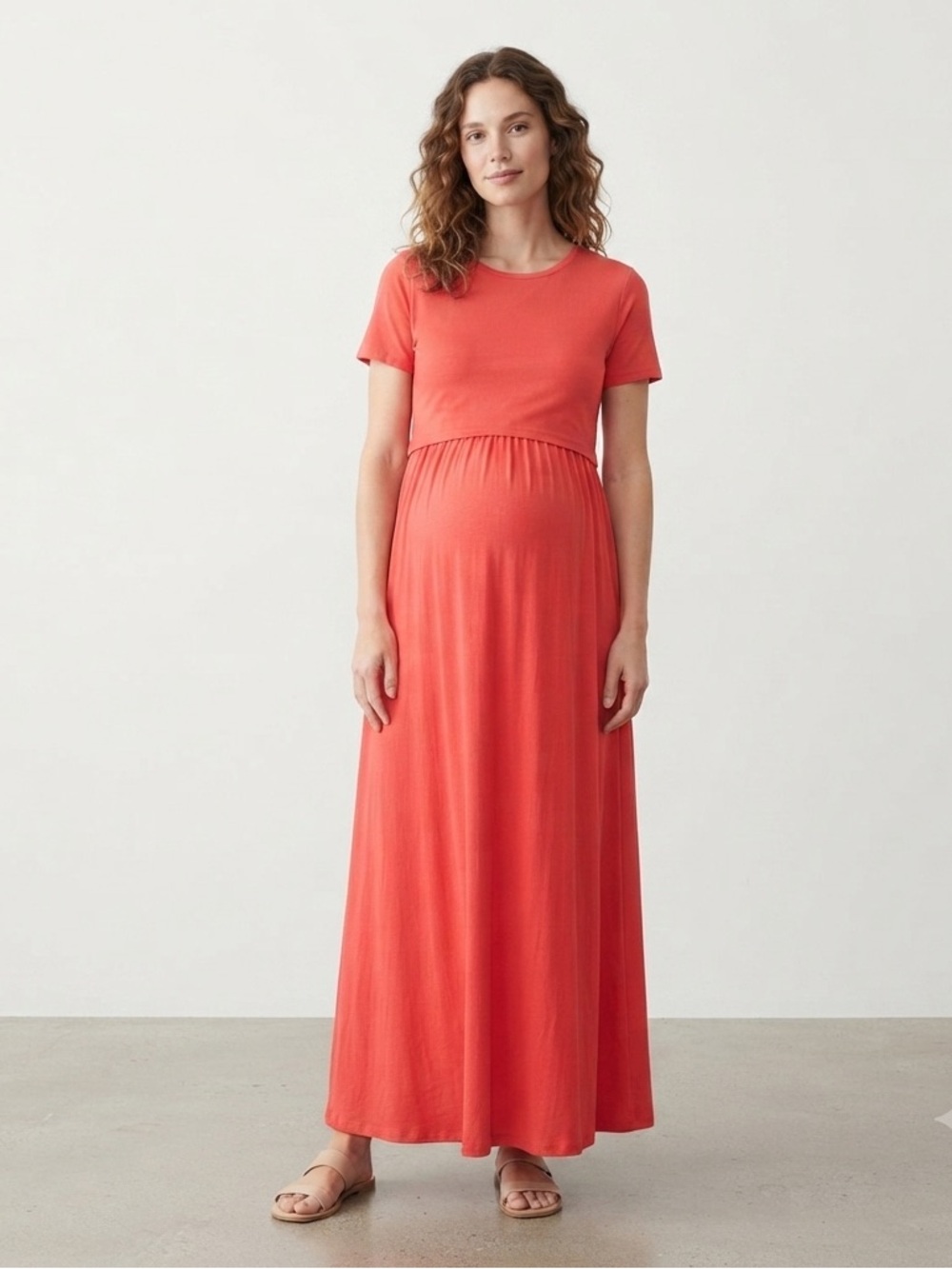 ASOS Maternity Nursing Maxi Dress Coral Red Size US 2 New With Tags